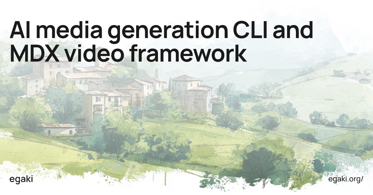 AI media generation CLI and MDX video framework — egaki